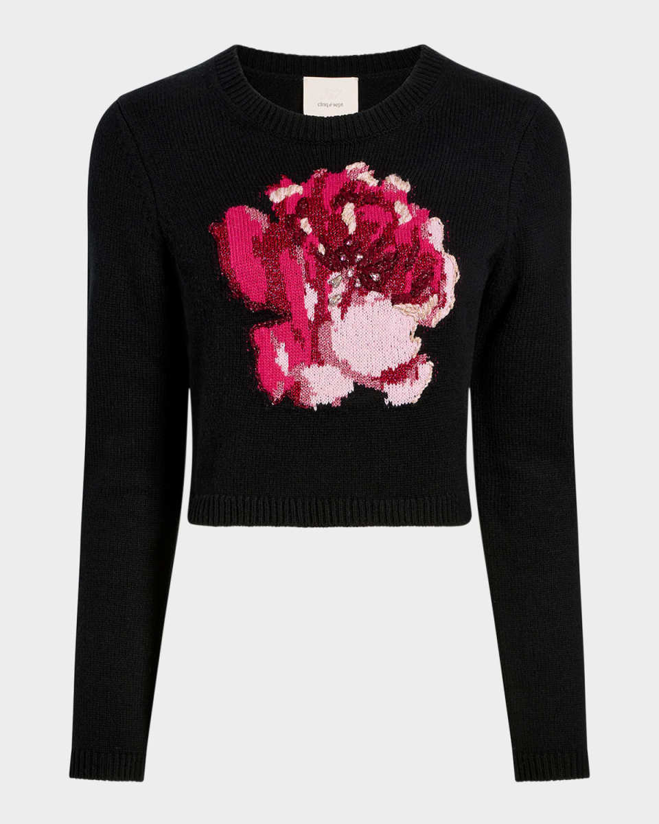 Issa Heritage Rose Cropped Sweater
